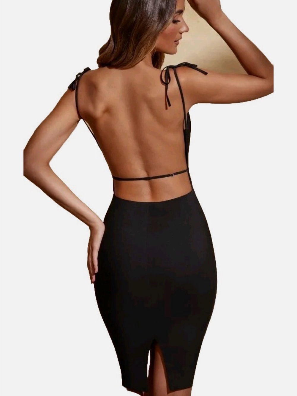 NWT Oh Polly Cowl Neck Backless Midi Dress in Black (Size 2)